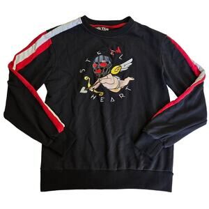 BKYS Black "Steal Heart" Crewneck Sweatshirt Mens M Streetwear Embroidered Cupid